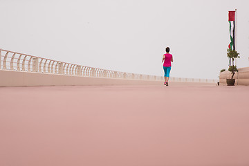 Image showing woman busy running on the promenade