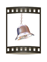 Image showing Shiny metal bell isolated on white background. 3d illustration. 