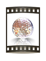 Image showing 3D rendering metal golf Ball with white background. The film str