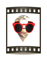 Image showing Glamour map pointer in sunglasses. 3d illustration. The film str