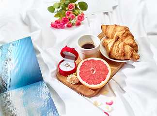 Image showing The Love letter concept on table with breakfast