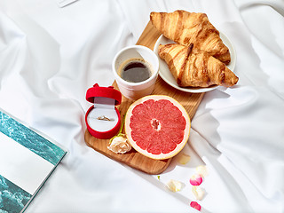 Image showing The Love letter concept on table with breakfast