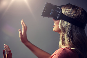 Image showing woman in virtual reality headset or 3d glasses