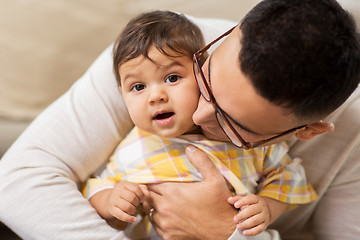 Image showing happy father with little baby daughter at home