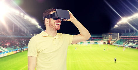 Image showing man in virtual reality headset over football field