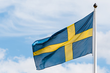 Image showing Swedish flag waving in the wind