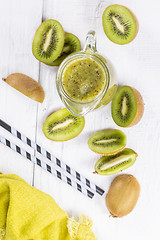 Image showing Kiwi smoothie with fresh fruits