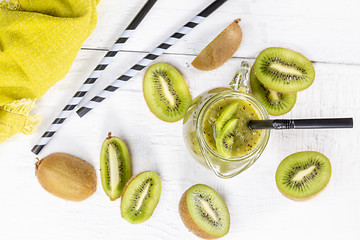 Image showing Kiwi smoothie with fresh fruits