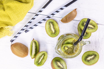 Image showing Kiwi smoothie with fresh fruits