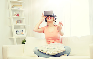 Image showing woman in virtual reality headset or 3d glasses