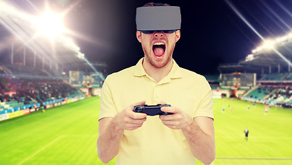 Image showing man in virtual reality headset over football field