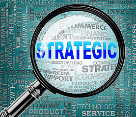 Image showing Strategic Magnifier Means Business Strategy And Magnification