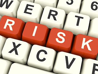 Image showing  Risk Computer Keys Showing Peril And Uncertainty