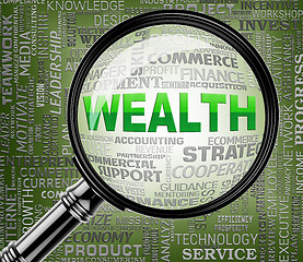 Image showing Wealth Magnifier Indicates Searches Richness And Affluence