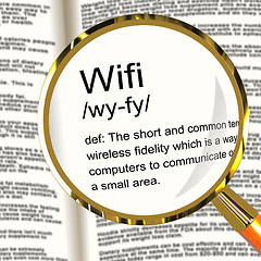 Image showing Wifi Definition Magnifier Showing Internet Connection Zone Acces