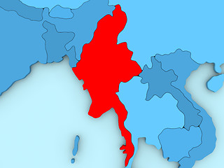 Image showing Myanmar on 3D map