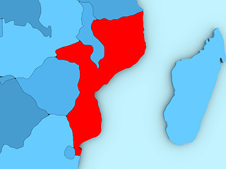 Image showing Mozambique on 3D map