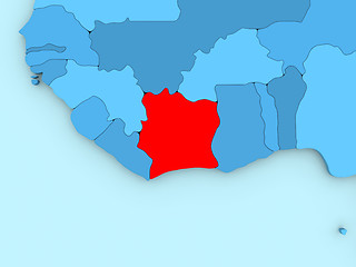 Image showing Ivory Coast on 3D map