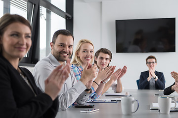 Image showing Group of young people meeting in startup office