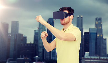 Image showing man in virtual reality headset or 3d glasses