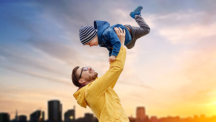 Image showing father with son playing and having fun outdoors