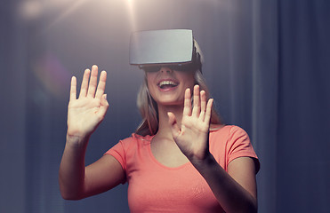 Image showing woman in virtual reality headset or 3d glasses