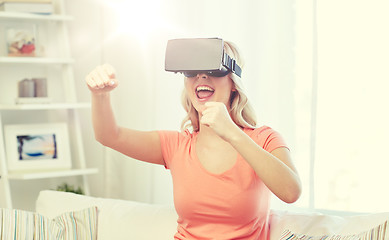 Image showing woman in virtual reality headset or 3d glasses