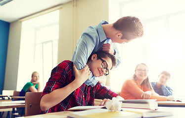 Image showing student boy suffering of classmate mockery