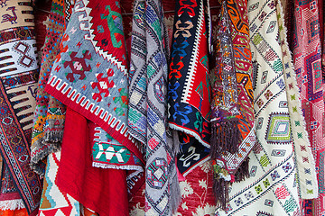 Image showing Oriental carpets in street market