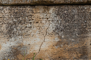 Image showing Stone plate with inscriptions in ancient city Hierapolis