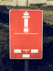 Image showing Vintage looking Fire hydrant sign