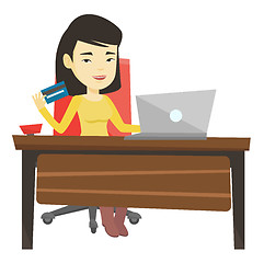 Image showing Woman shopping online vector illustration.