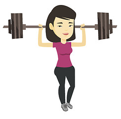 Image showing Woman lifting barbell vector illustration.