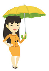 Image showing Business woman insurance agent with umbrella.