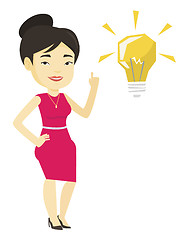 Image showing Student pointing at idea bulb vector illustration