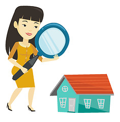 Image showing Woman looking for house vector illustration.