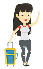 Image showing Young woman hitchhiking vector illustration.