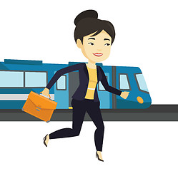 Image showing Businesswoman at train station vector illustration