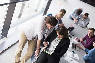 Image showing Two Business People Working With Tablet in office