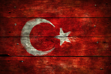 Image showing flag of turkey on wood