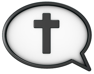 Image showing christian cross and speech bubble