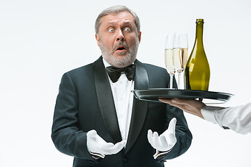 Image showing Man complaining for the bad drink