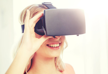 Image showing woman in virtual reality headset or 3d glasses