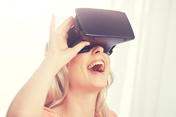 Image showing woman in virtual reality headset or 3d glasses