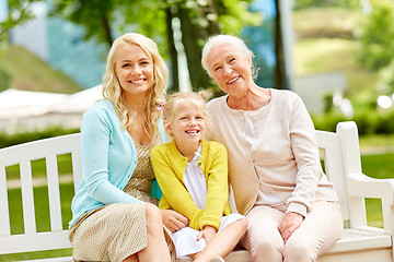 Image showing woman with daughter and senior mother at park
