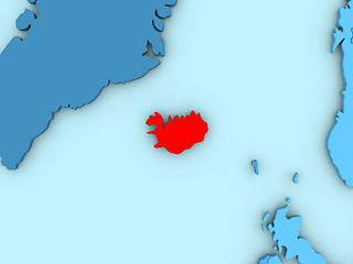 Image showing Iceland on 3D map