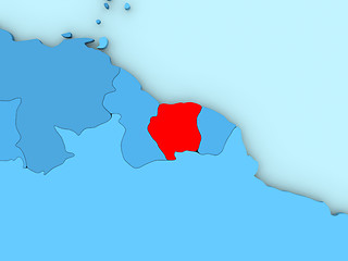 Image showing Suriname on 3D map