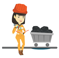 Image showing Miner checking documents vector illustration.