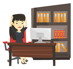 Image showing Stressed employee working in office.
