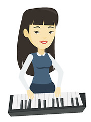 Image showing Woman playing piano vector illustration.